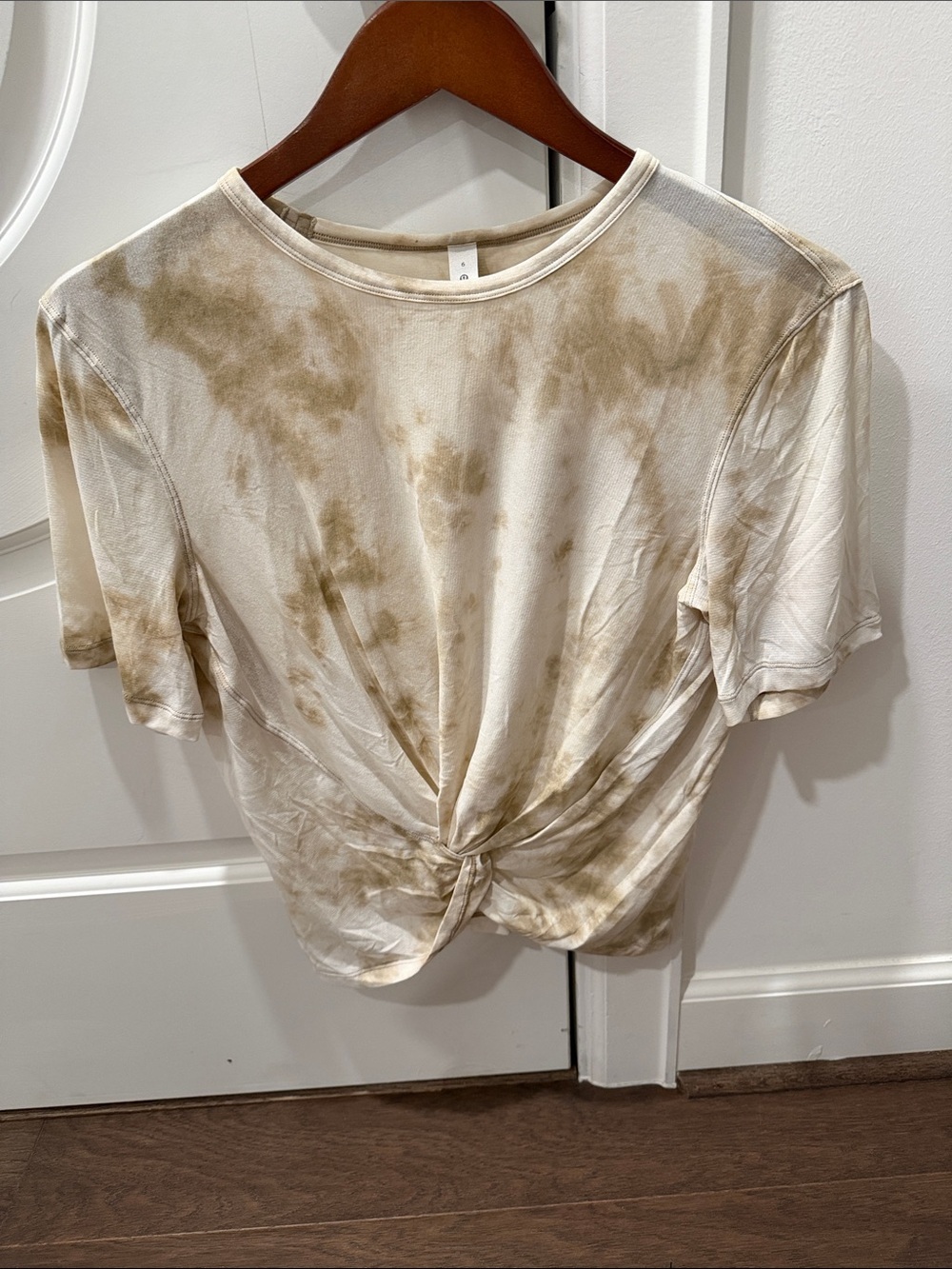 lululemon athletica Tie-Front Short Sleeve Tee in Cream and Tan